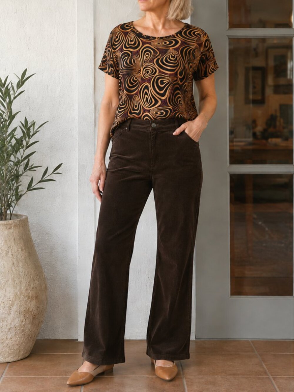 Vintage Coldwater Creek Five Pocket Corduroy Stretch Pants Dark Brown size 6